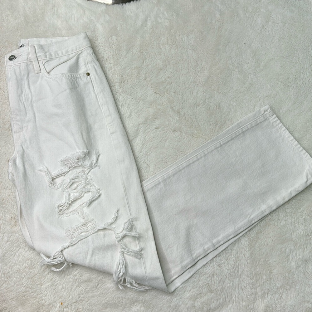Frame Denim Le Hollywood straight leg distressed denim